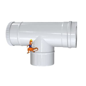 TRÓJNIK REWIZYJNY 87 STOPNI KWASOODPORNY DWUŚCIENNY MKPS INV 60/100 MM DO PIECÓW KONDENSACYJNYCH KOLOR BIAŁY MK ŻARY