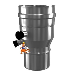 REDUKCJA Z KRÓĆCAMI POMIAROWYMI KWASOODPORNA DWUŚCIENNA MKPS INV Z 80/125 NA 100/150 MM DO PIECÓW KONDENSACYJNYCH MK ŻARY