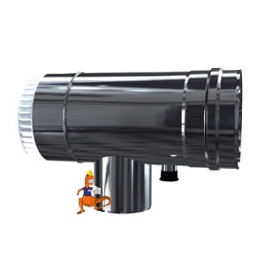 TRÓJNIK REWIZYJNY 87 STOPNI Z ODSKRAPLACZEM KWASOODPORNY DWUŚCIENNY MKPS INV 80/125 MM DO PIECÓW KONDENSACYJNYCH MK ŻARY