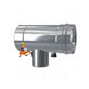 TRÓJNIK REWIZYJNY REDUKCYJNY 87 STOPNI Z ODSKRAPLACZEM I KRUĆCAMI POMIAROWYMI KWASOODPORNY DWUŚCIENNY MKPS INV Z 60/100 MM NA 80/125 MM DO PIECÓW KONDENSACYJNYCH MK ŻARY