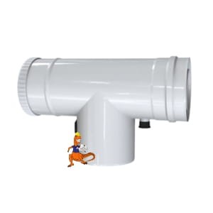 TRÓJNIK REWIZYJNY 87 STOPNI Z ODSKRAPLACZEM I KRÓĆCAMI POMIAROWYMI KWASOODPORNY DWUŚCIENNY MKPS INV 60/100 MM DO PIECÓW KONDENSACYJNYCH KOLOR BIAŁY MK ŻARY